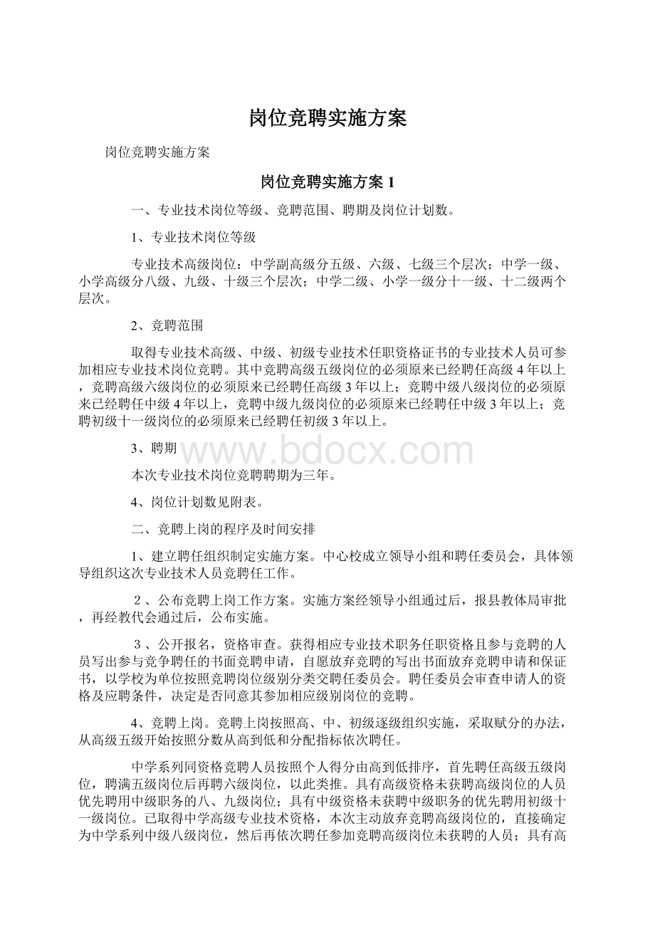 岗位竞聘实施方案.docx