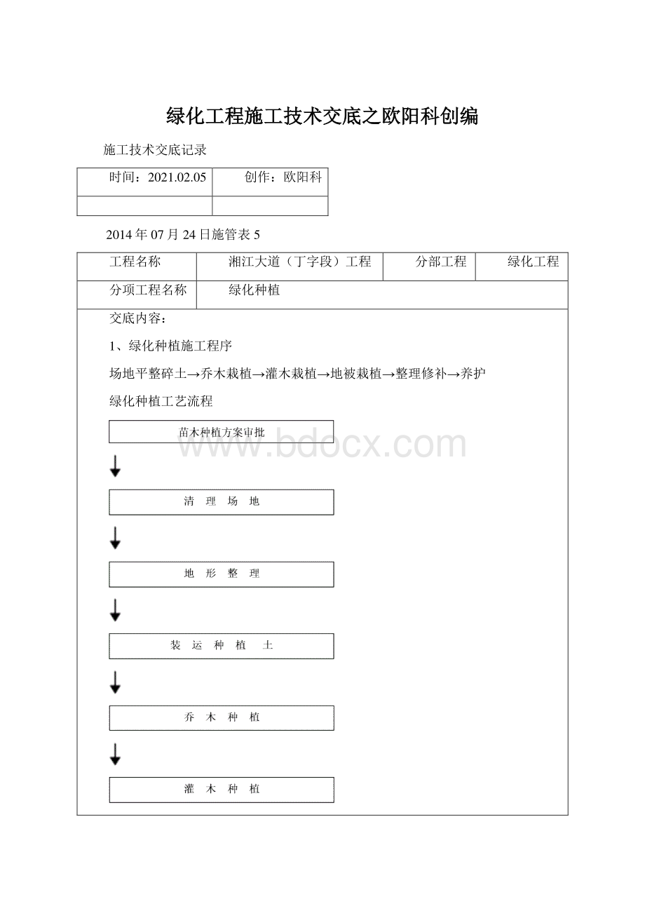 绿化工程施工技术交底之欧阳科创编.docx