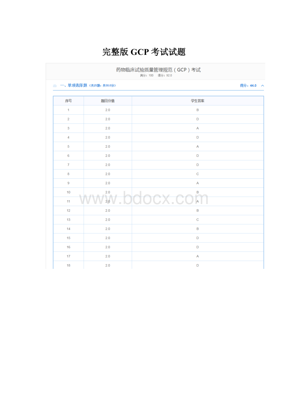 完整版GCP考试试题.docx