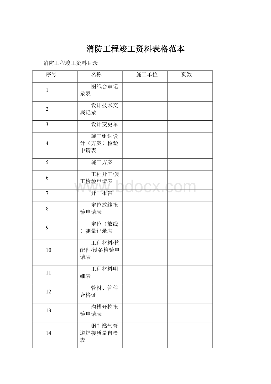 消防工程竣工资料表格范本.docx_第1页