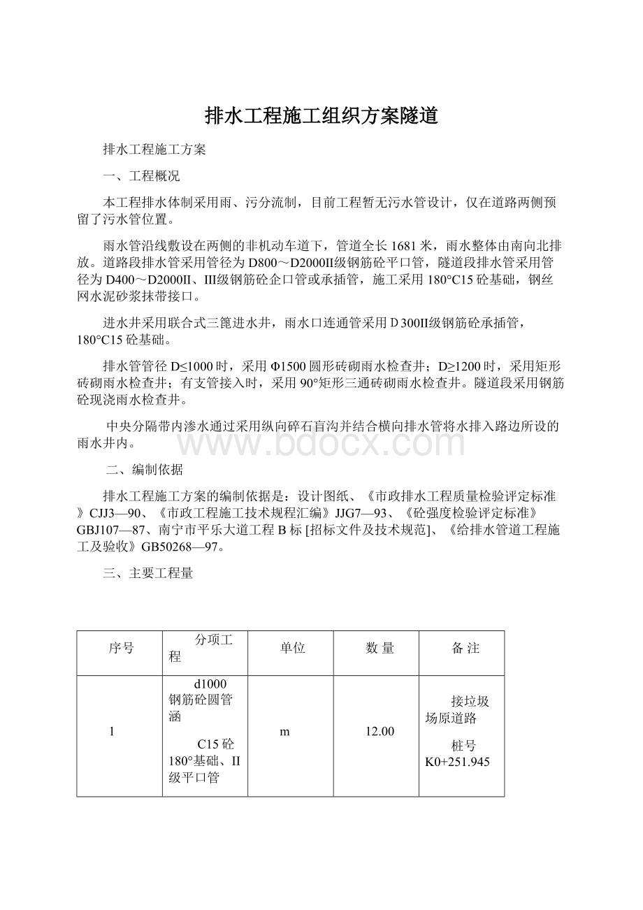 排水工程施工组织方案隧道.docx