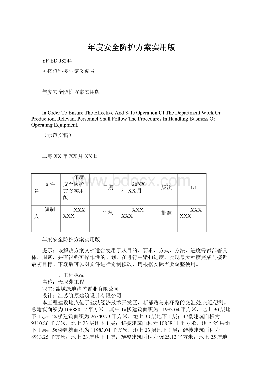 年度安全防护方案实用版Word文档格式.docx