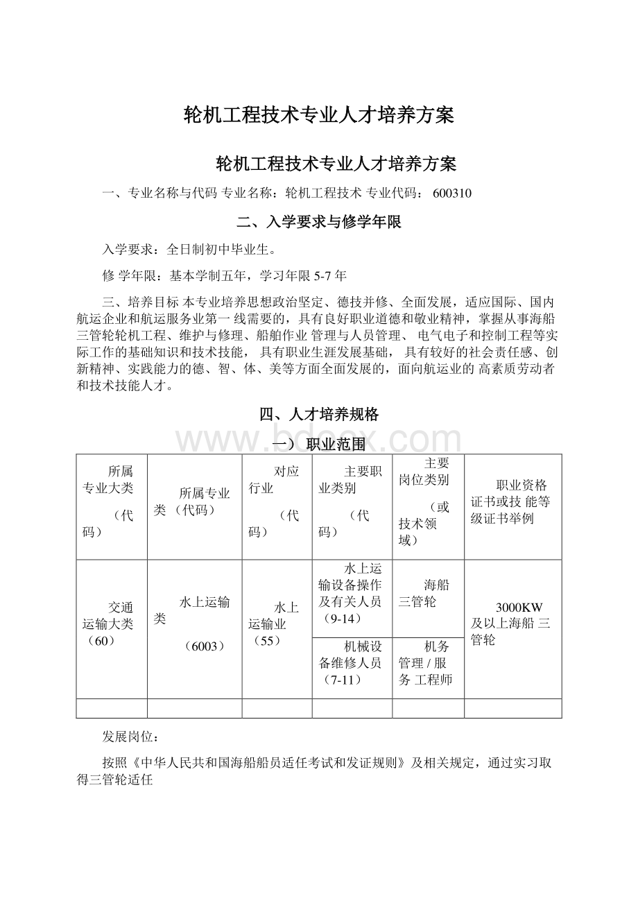 轮机工程技术专业人才培养方案.docx