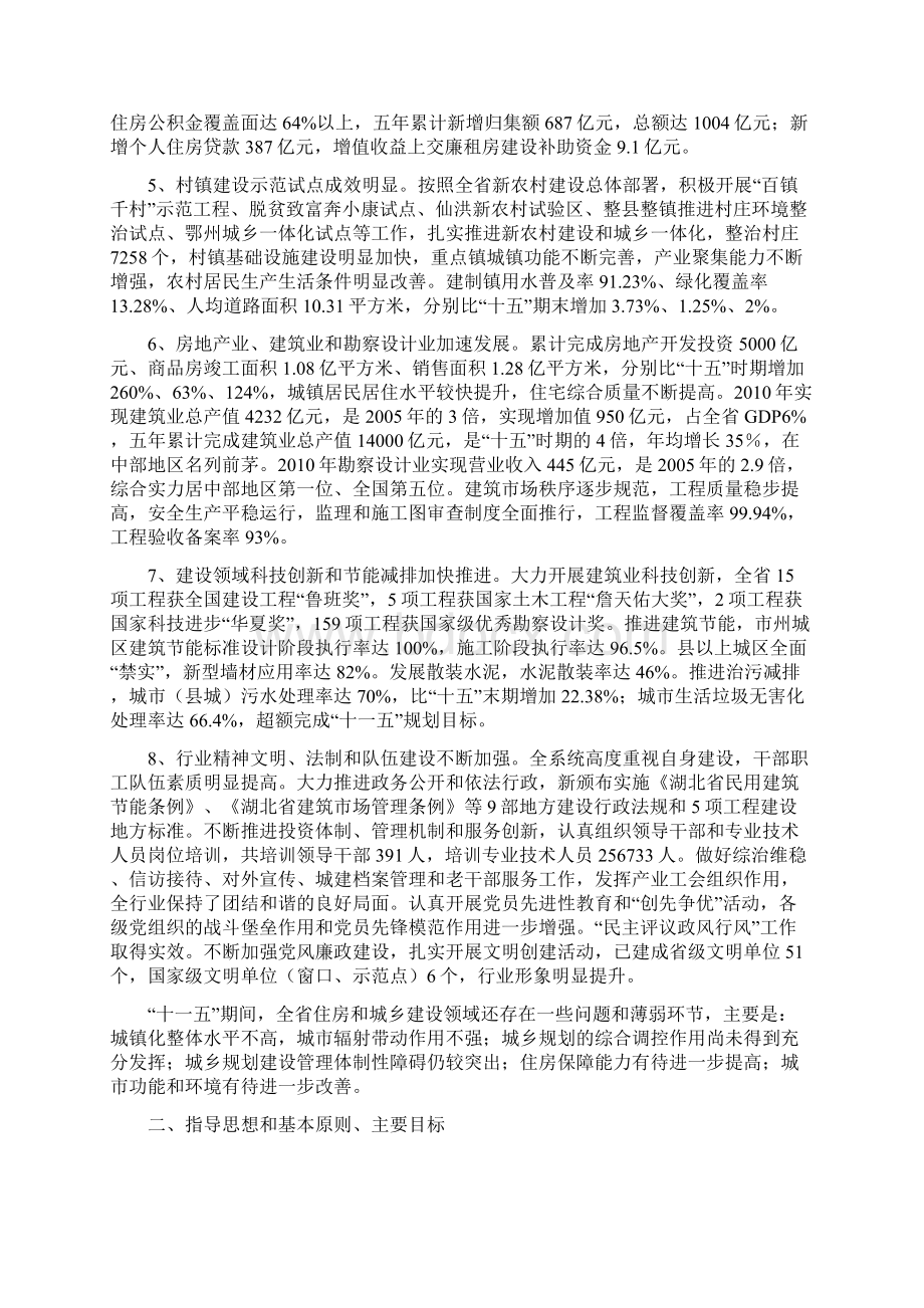 湖北省住房和城乡建设事业十二五规划纲要Word格式.docx_第2页