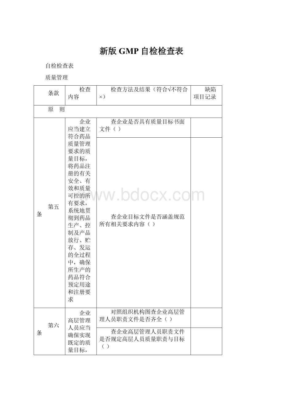 新版GMP自检检查表.docx