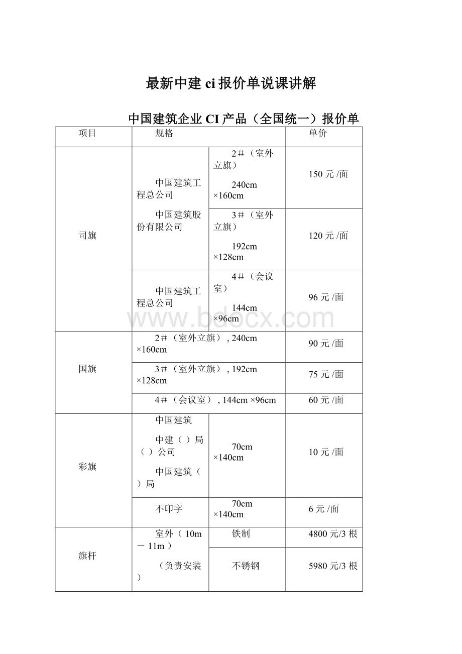 最新中建ci报价单说课讲解.docx_第1页