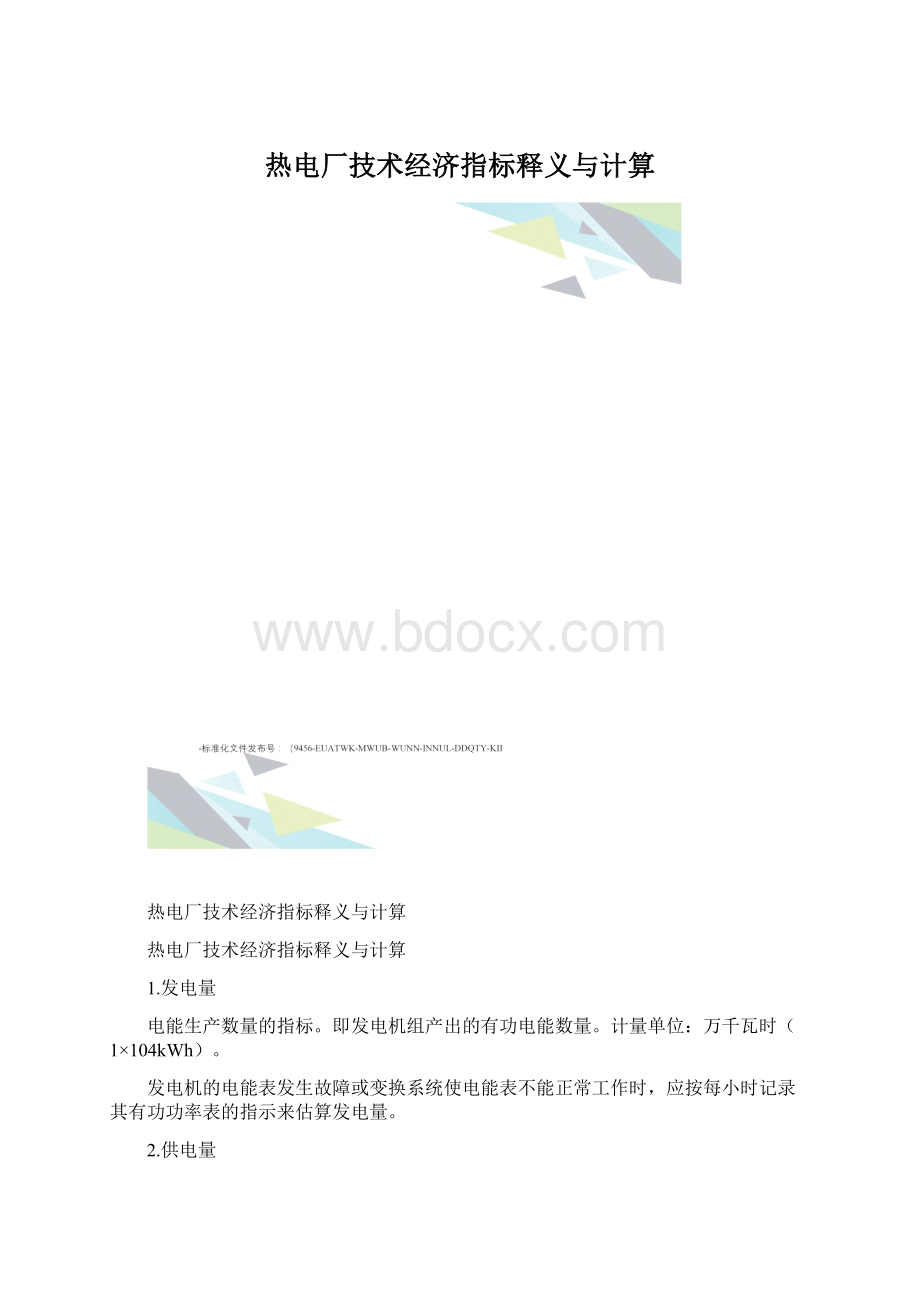 热电厂技术经济指标释义与计算.docx