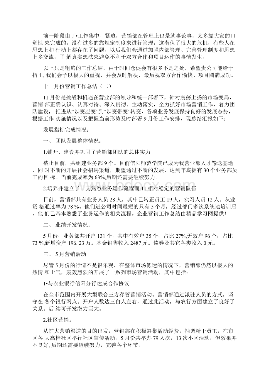 十一月份营销工作总结.docx_第2页