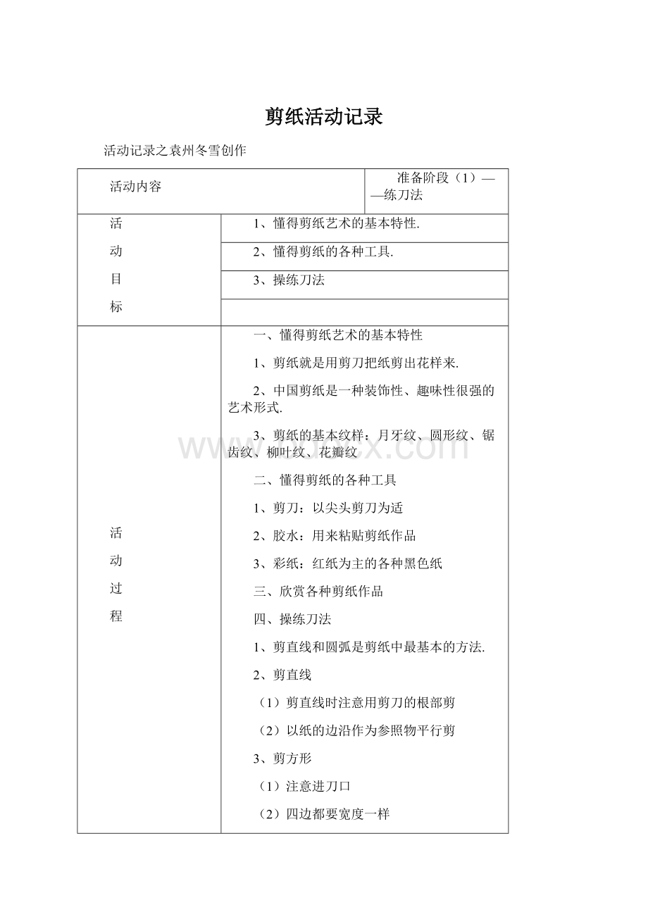 剪纸活动记录.docx_第1页