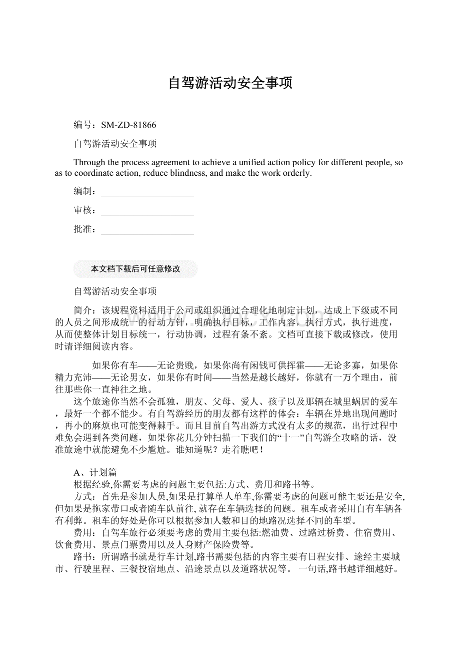 自驾游活动安全事项.docx