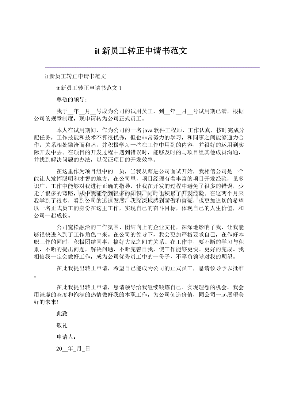 it新员工转正申请书范文Word下载.docx_第1页