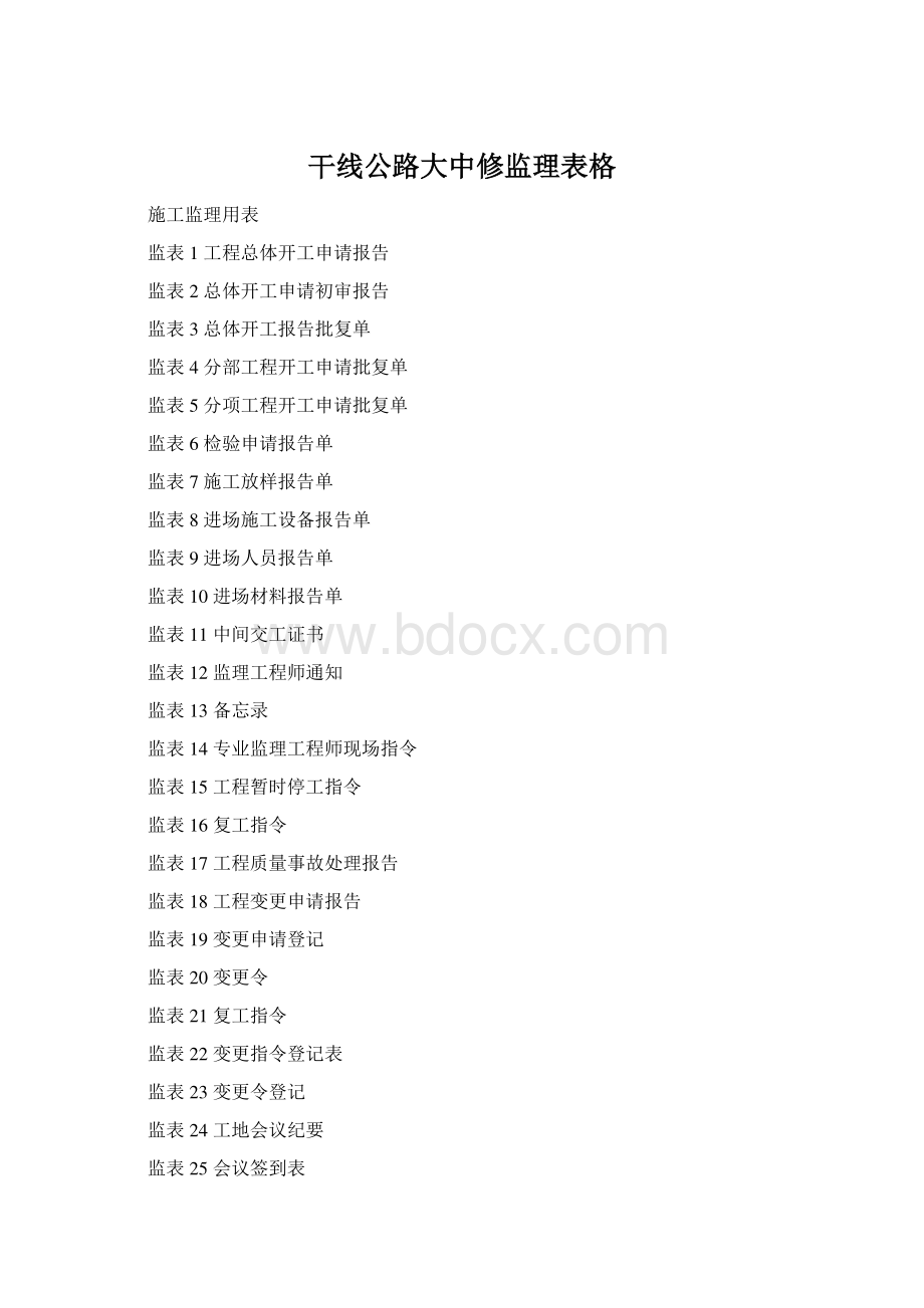 干线公路大中修监理表格.docx_第1页