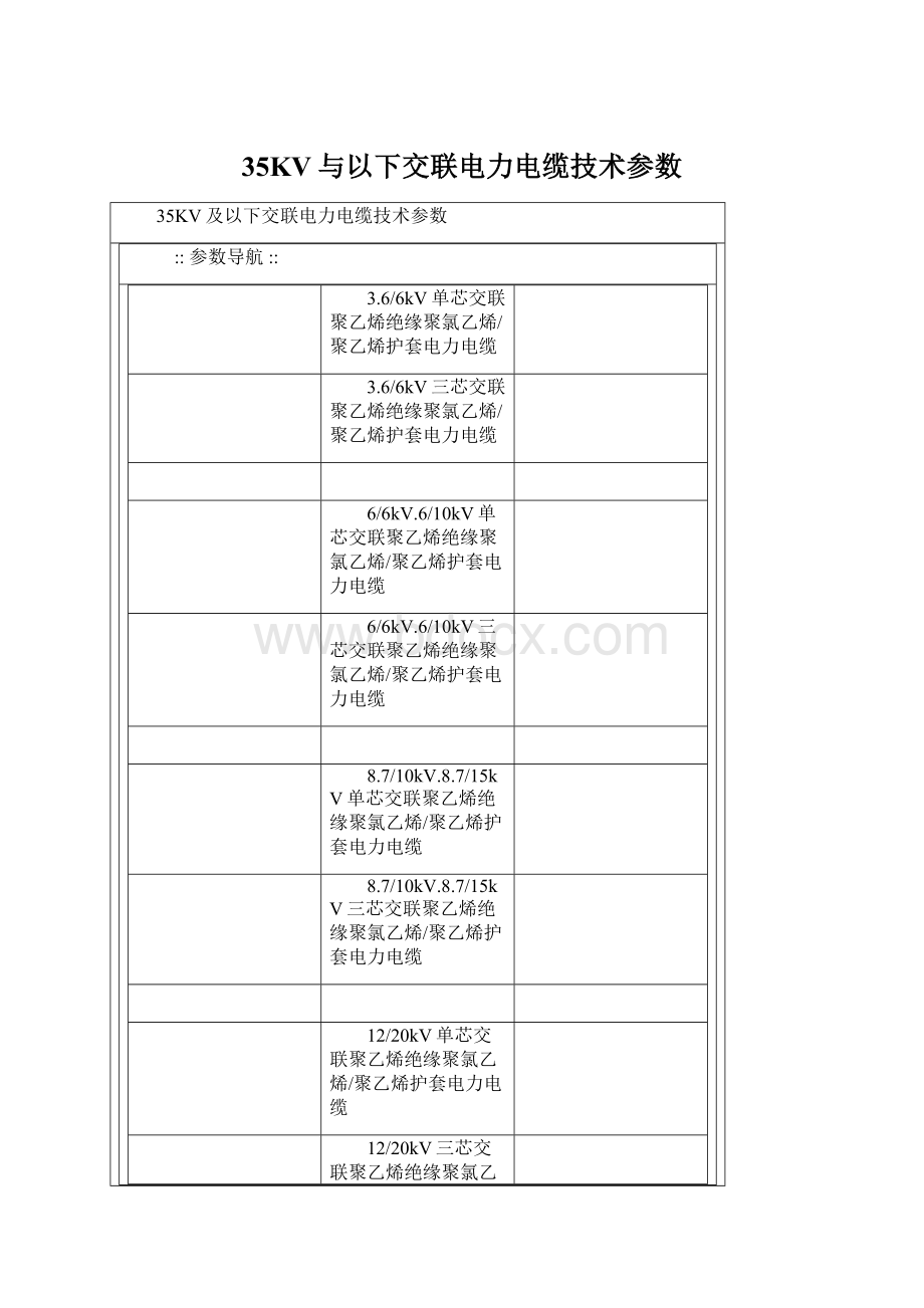 35KV与以下交联电力电缆技术参数.docx