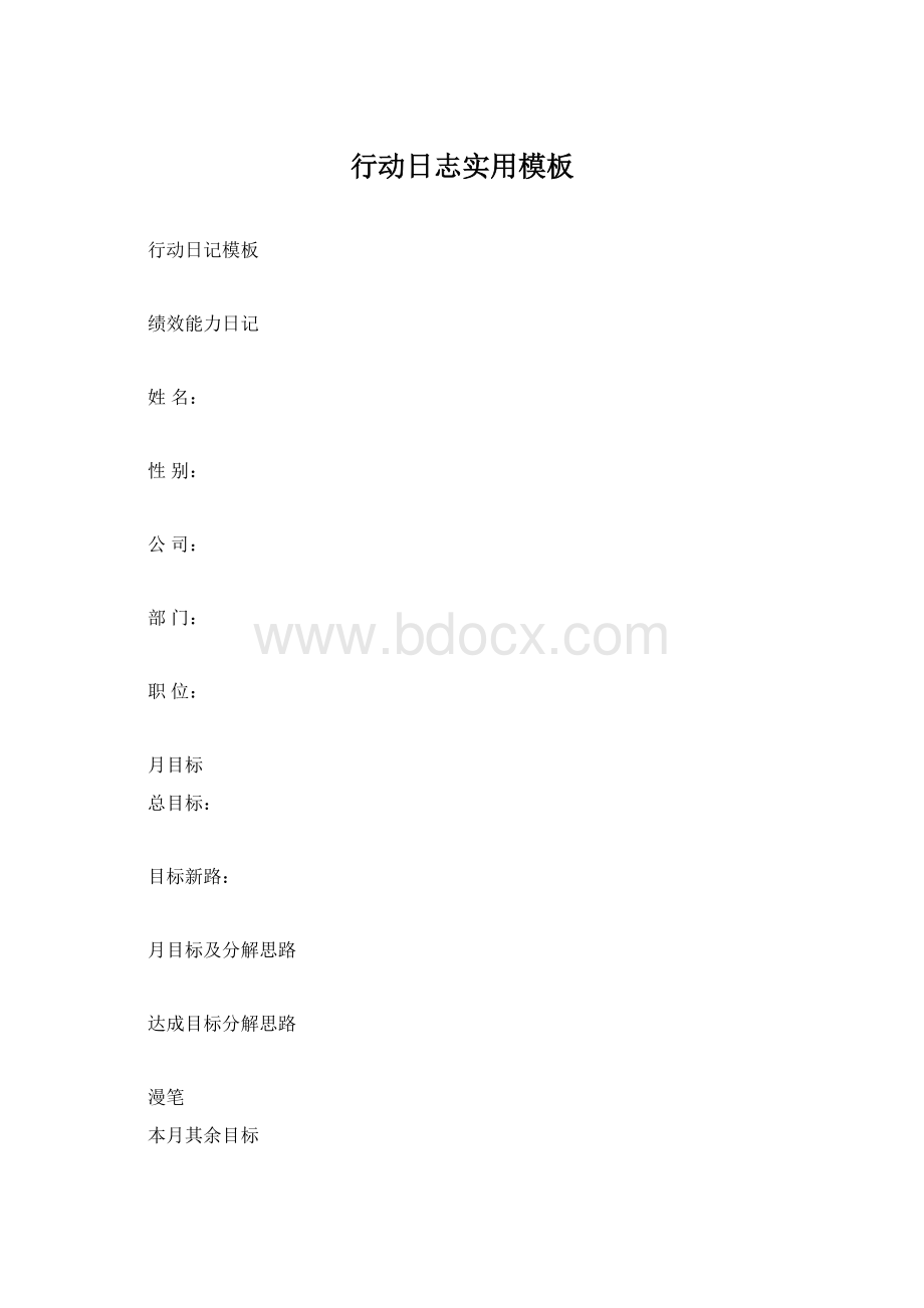 行动日志实用模板Word格式.docx