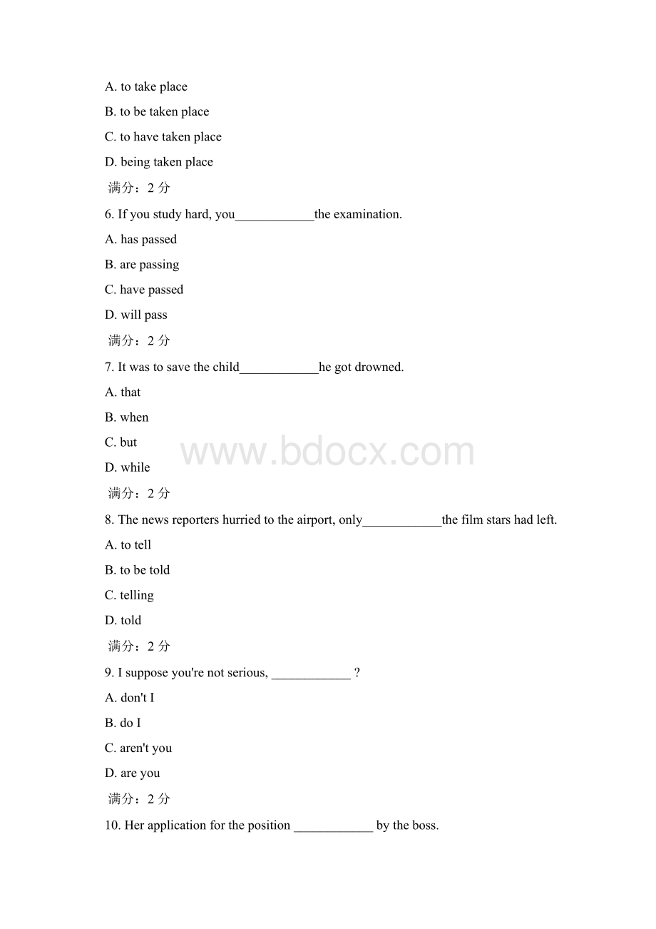 福师《大学英语1》在线作业二题目及答案.docx_第2页