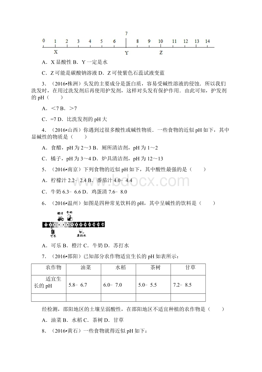 全国各地中考化学试题分类解析汇编第一辑第10章 酸和碱docWord格式.docx_第2页