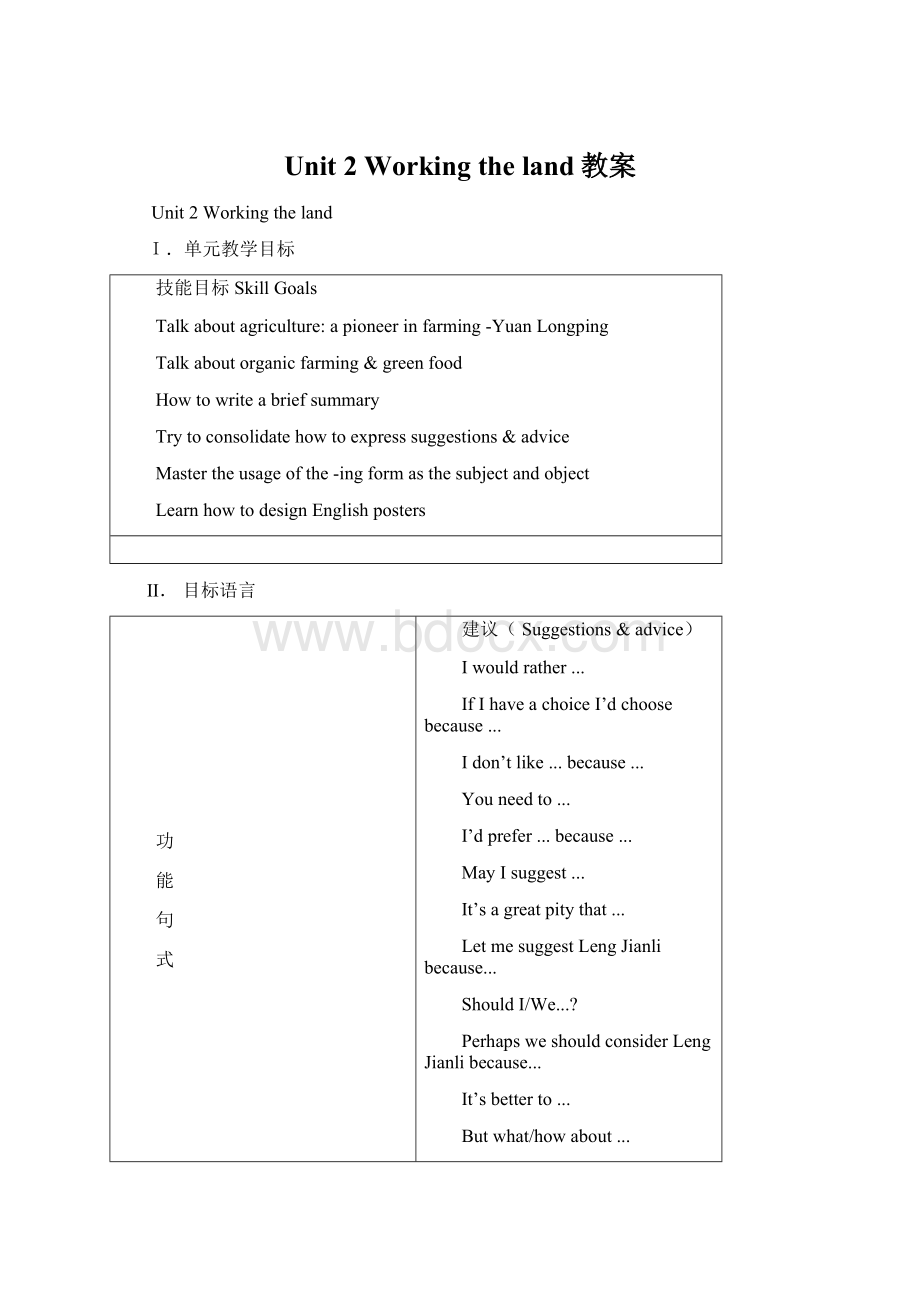 Unit 2 Working the land教案Word下载.docx