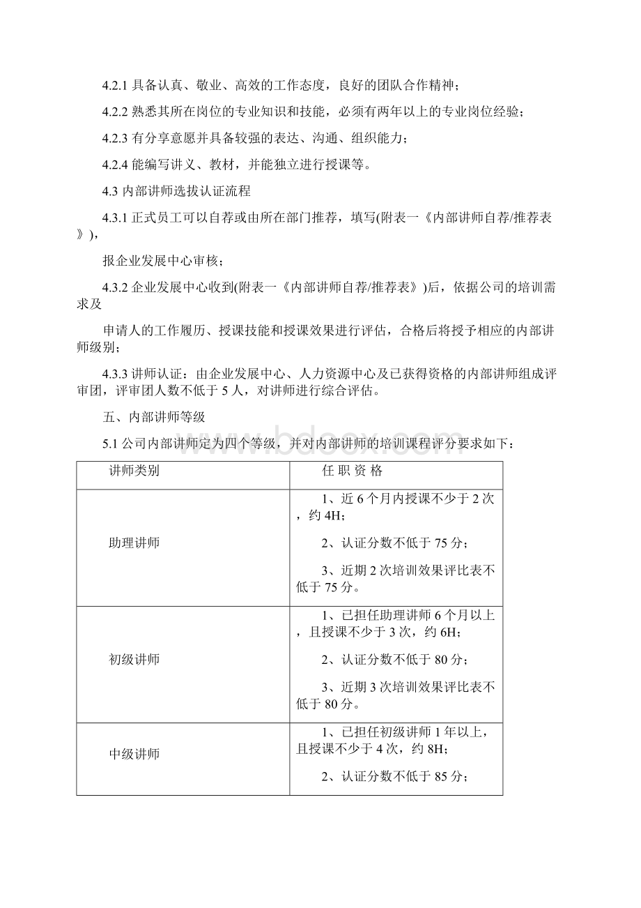 最新 内部讲师管理办法Word格式文档下载.docx_第2页