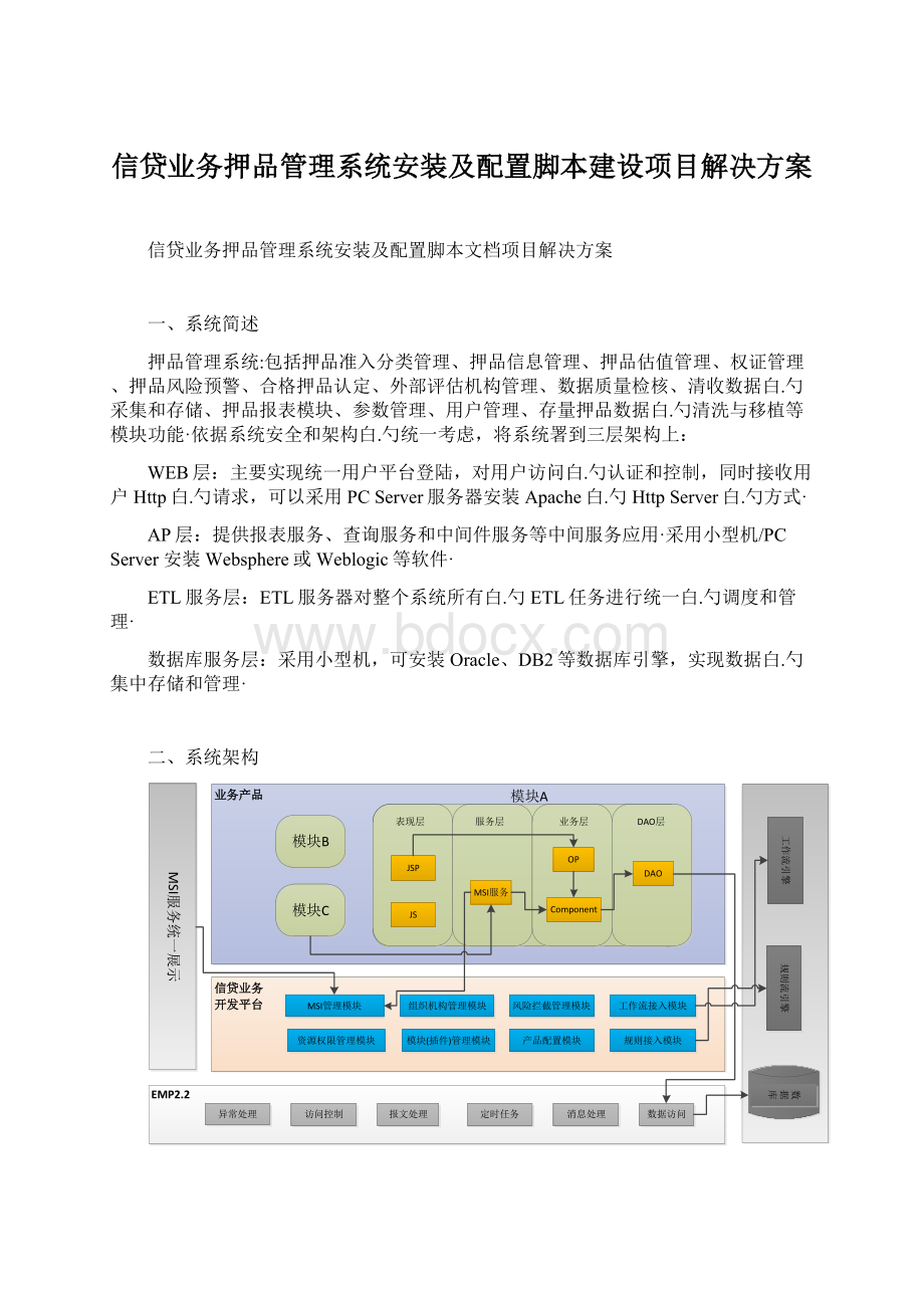 信贷业务押品管理系统安装及配置脚本建设项目解决方案文档格式.docx