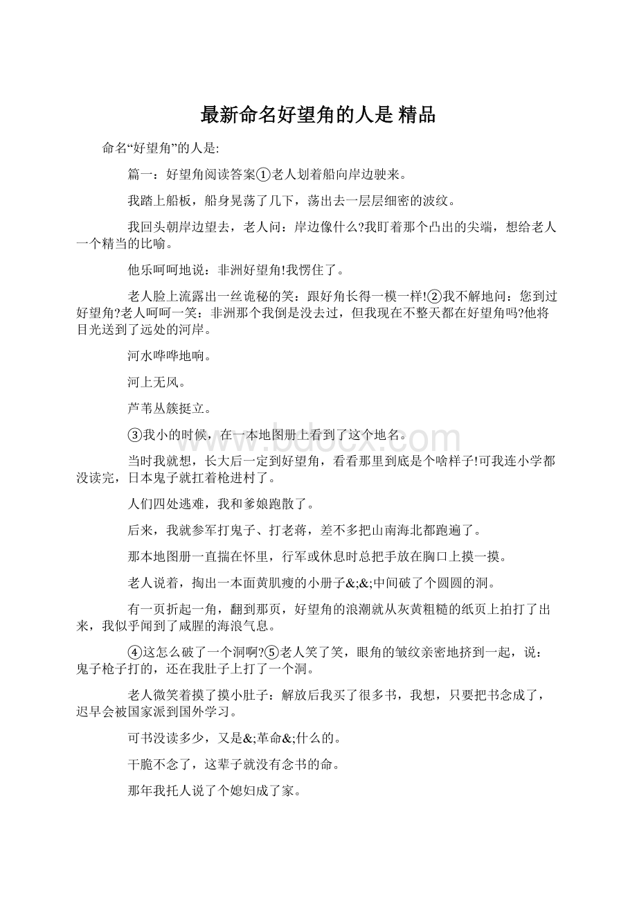 最新命名好望角的人是 精品文档格式.docx_第1页