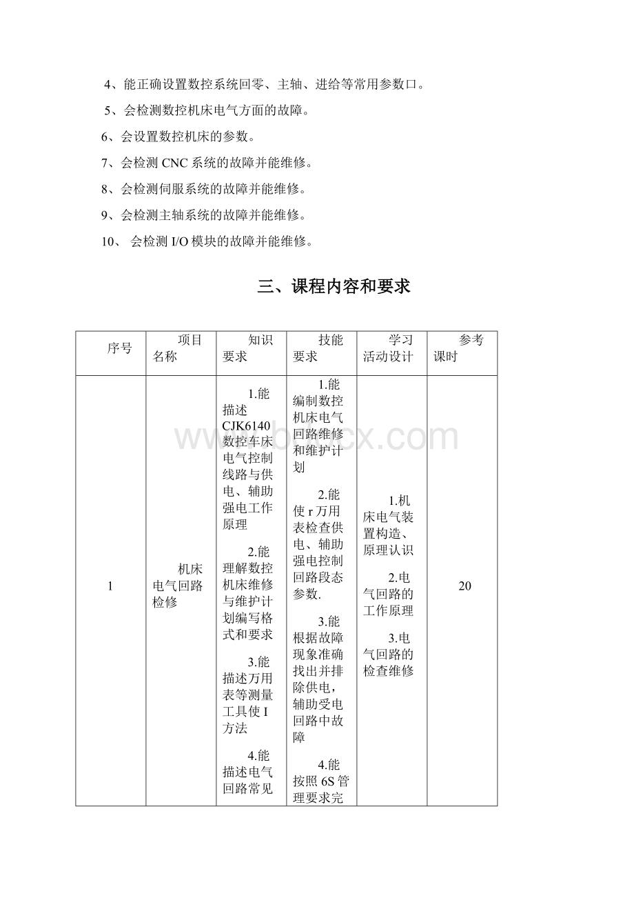 《数控机床装调与维修》 课程标准.docx_第3页