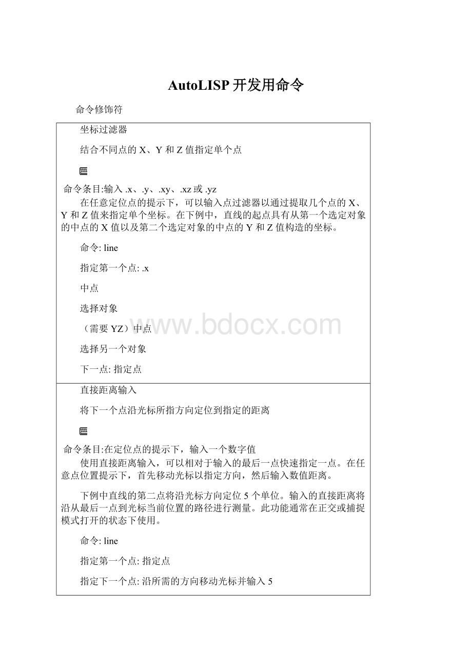 AutoLISP开发用命令Word格式文档下载.docx