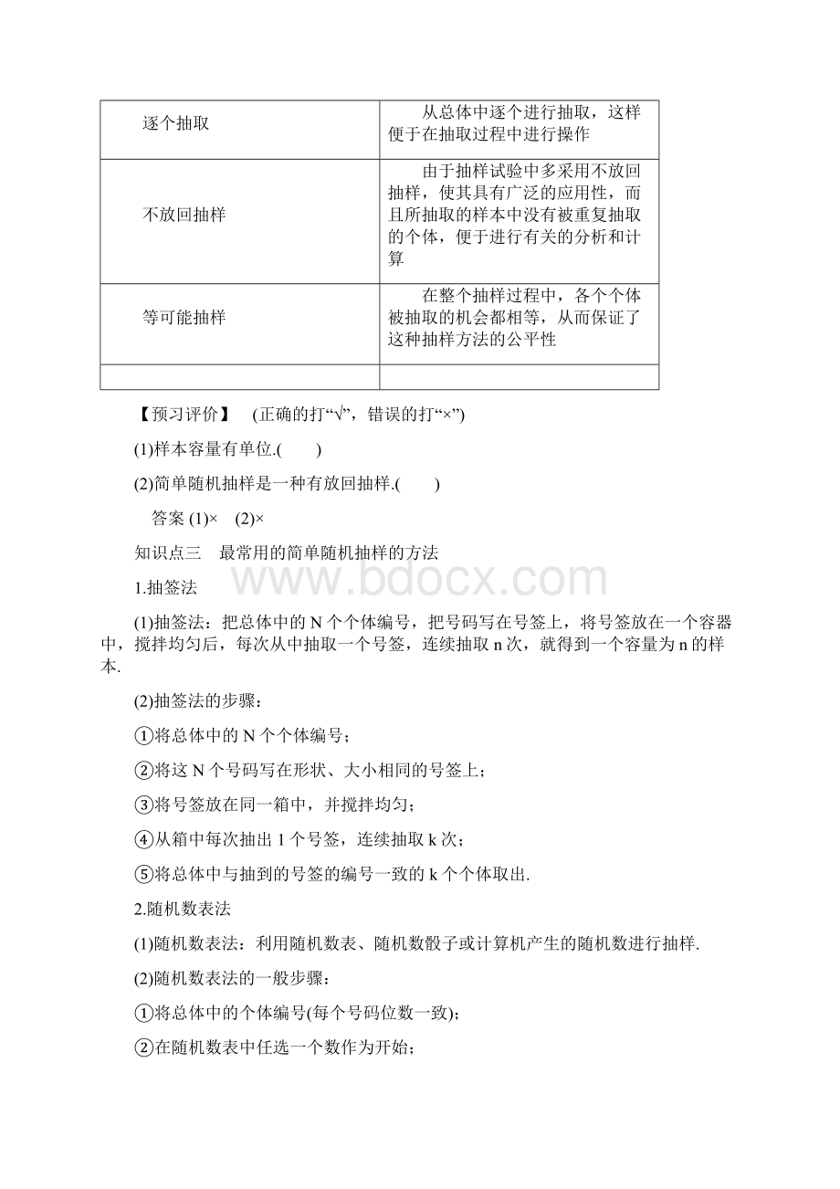 高中数学第2章统计211简单随机抽样学案苏教必修3Word格式文档下载.docx_第2页