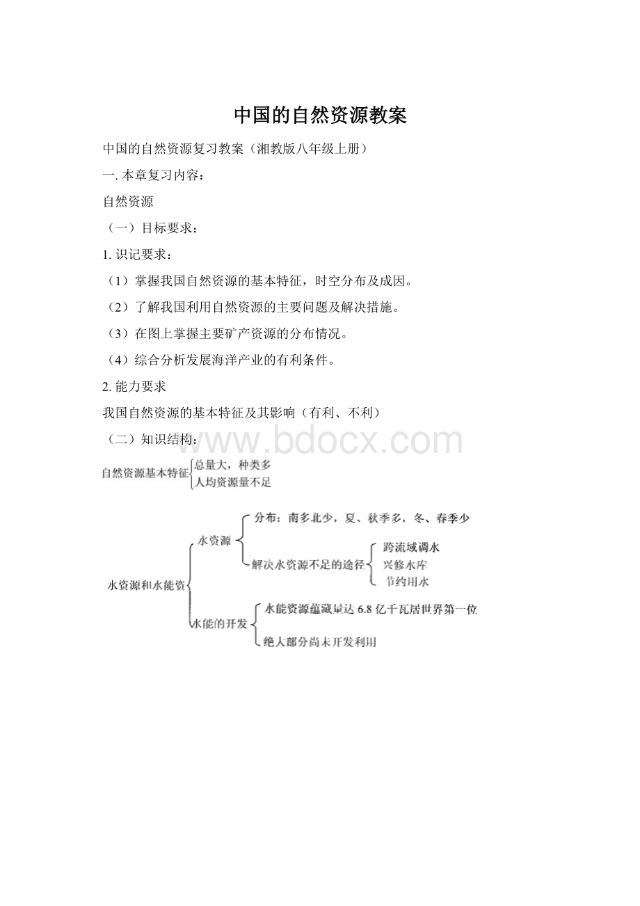 中国的自然资源教案.docx_第1页