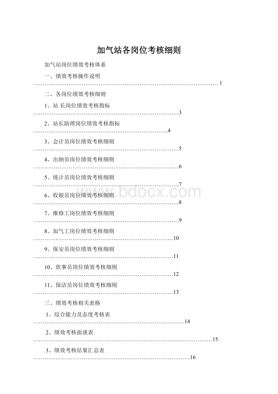 加气站各岗位考核细则文档格式.docx