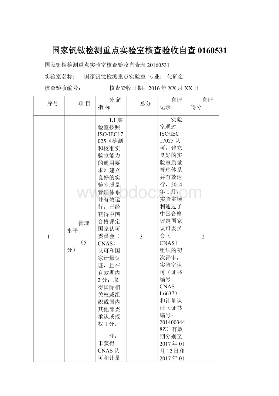 国家钒钛检测重点实验室核查验收自查0160531.docx_第1页