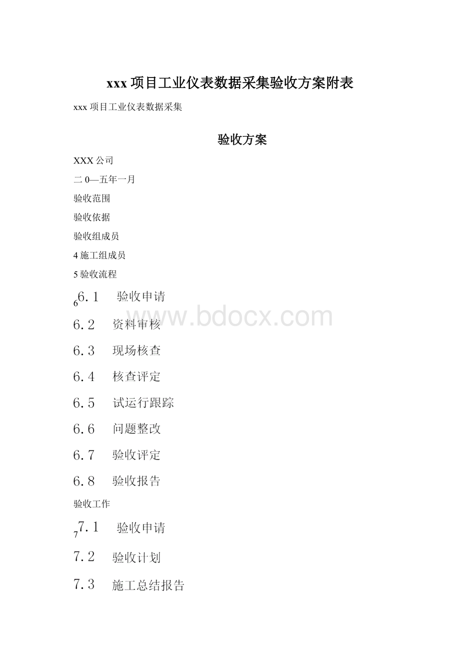 xxx项目工业仪表数据采集验收方案附表.docx