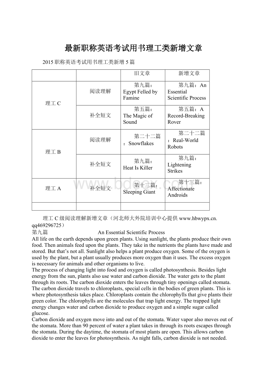 最新职称英语考试用书理工类新增文章.docx_第1页