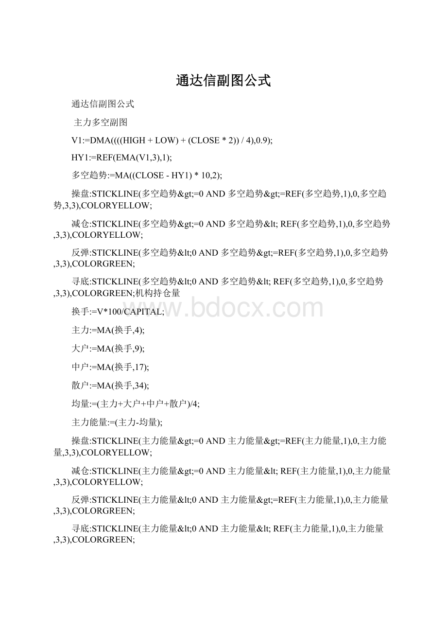 通达信副图公式Word文档格式.docx