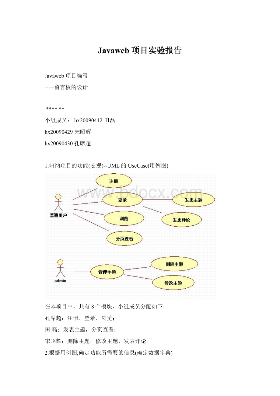 Javaweb项目实验报告Word文件下载.docx_第1页