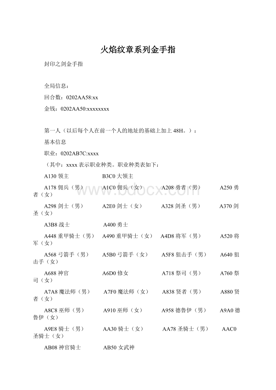 火焰纹章系列金手指Word格式文档下载.docx_第1页