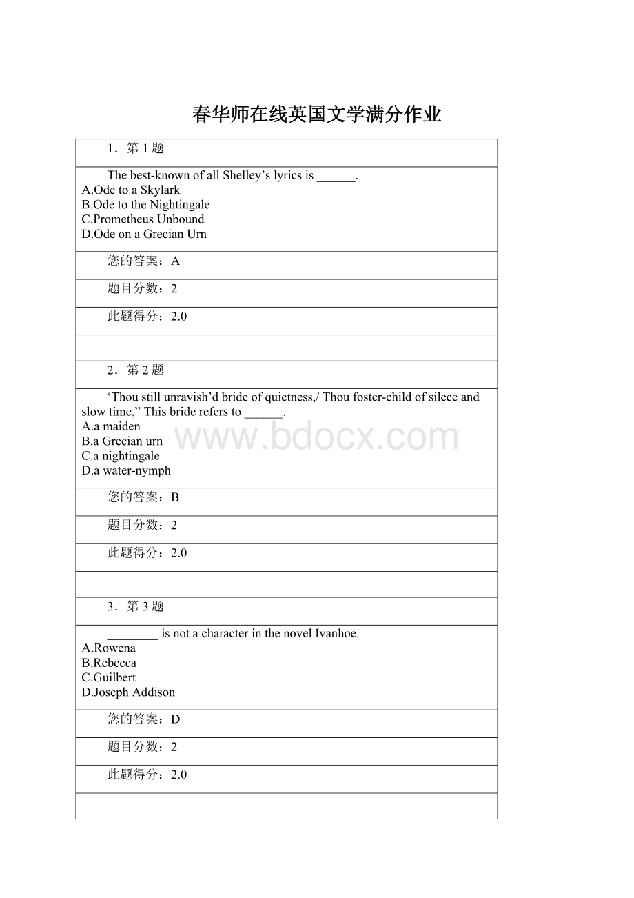 春华师在线英国文学满分作业Word格式.docx_第1页
