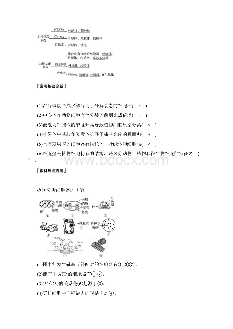 届高三一轮复习备考生物一体资料讲义第二单元+第5讲+细胞器和生物膜系统+Word版含答案.docx_第3页