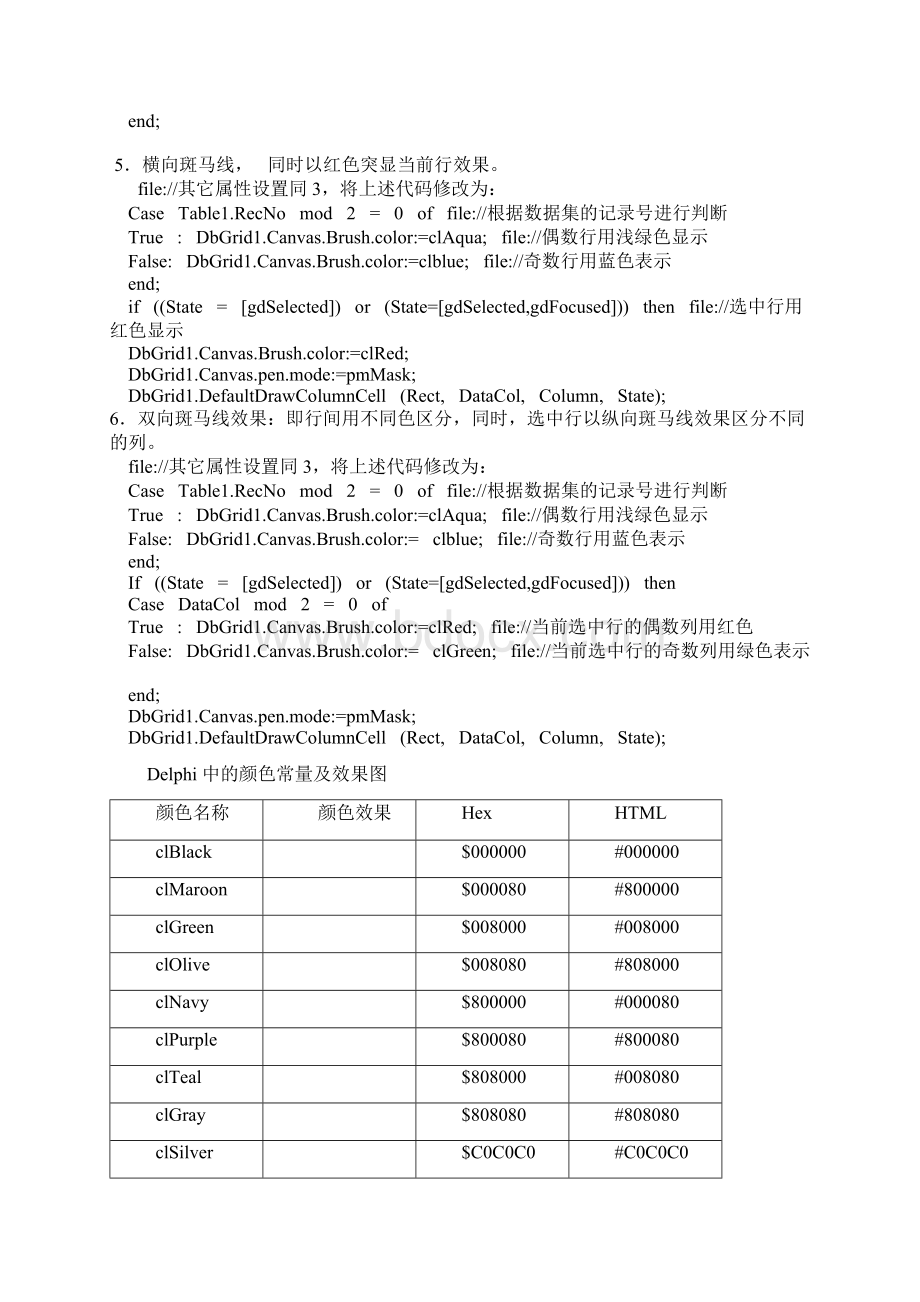 Delphi中DBGrid行列颜色设置.docx_第2页