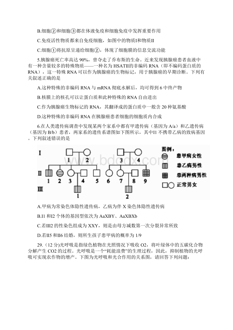 精选河南省焦作市学年高三下学期第二次模拟考试理综生物试题附参考答案Word格式.docx_第2页