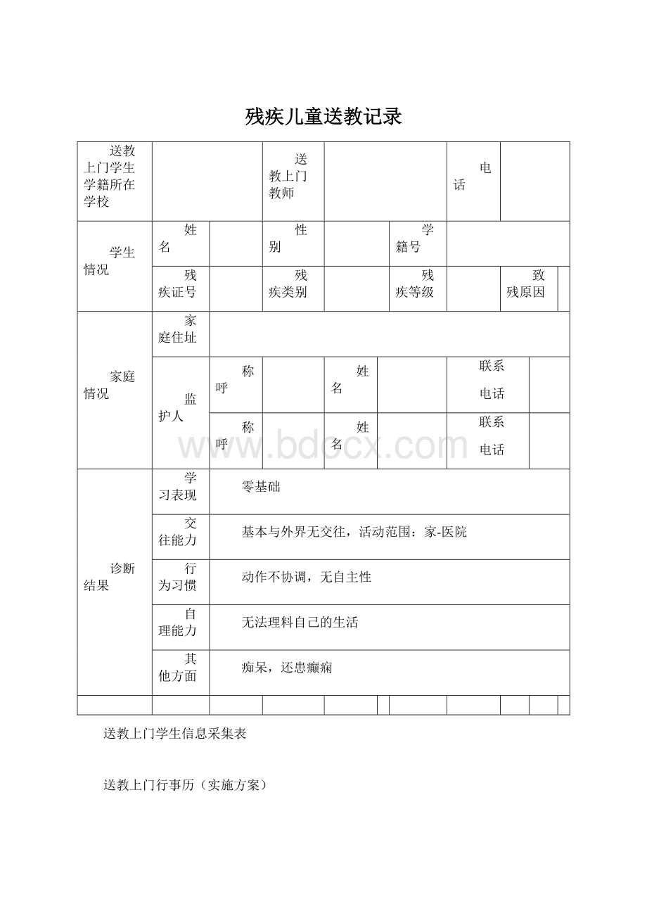 残疾儿童送教记录Word格式文档下载.docx_第1页