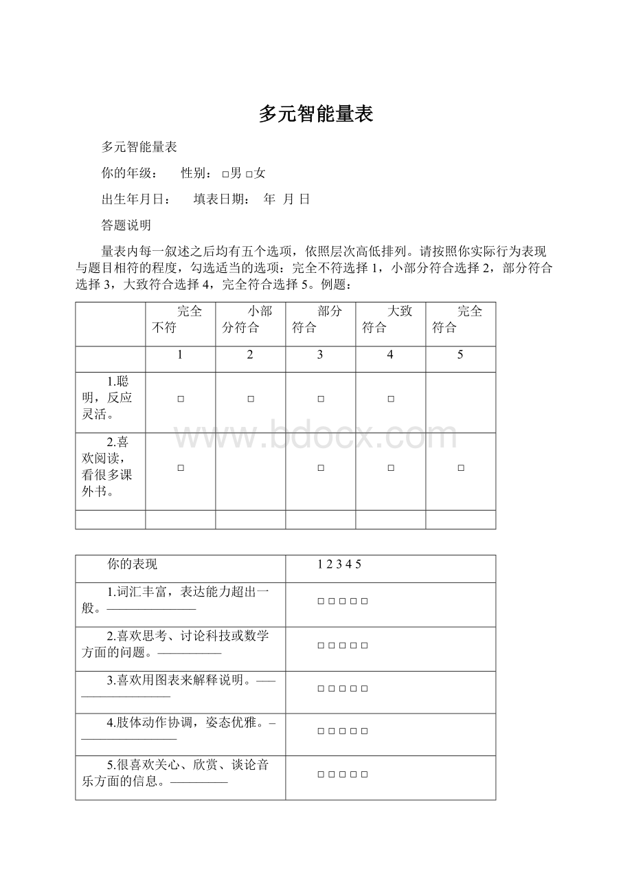 多元智能量表Word文档格式.docx_第1页