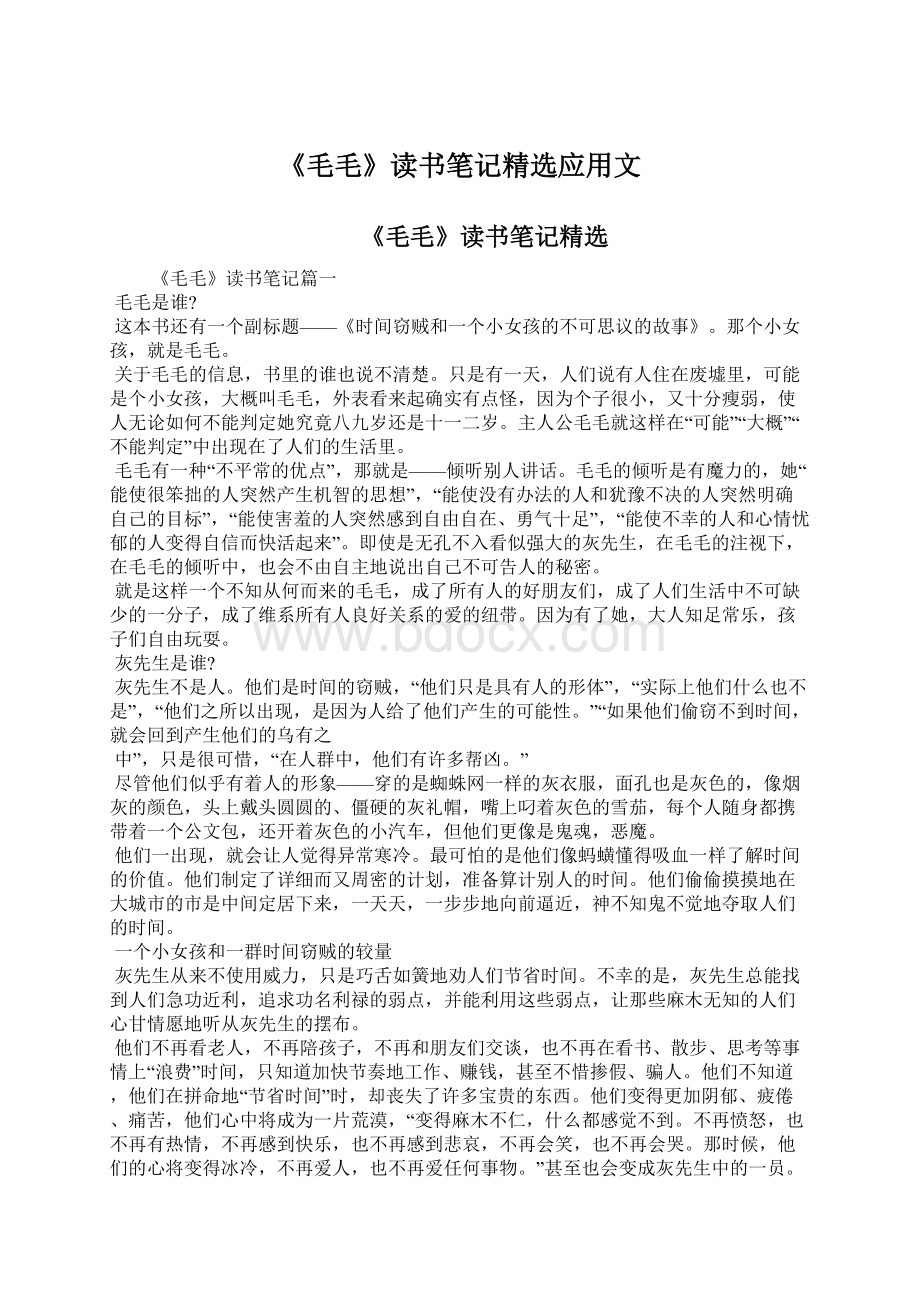 《毛毛》读书笔记精选应用文.docx