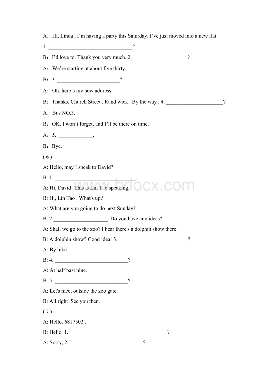 中学考试英语补全对话专题含问题详解文档格式.docx_第3页