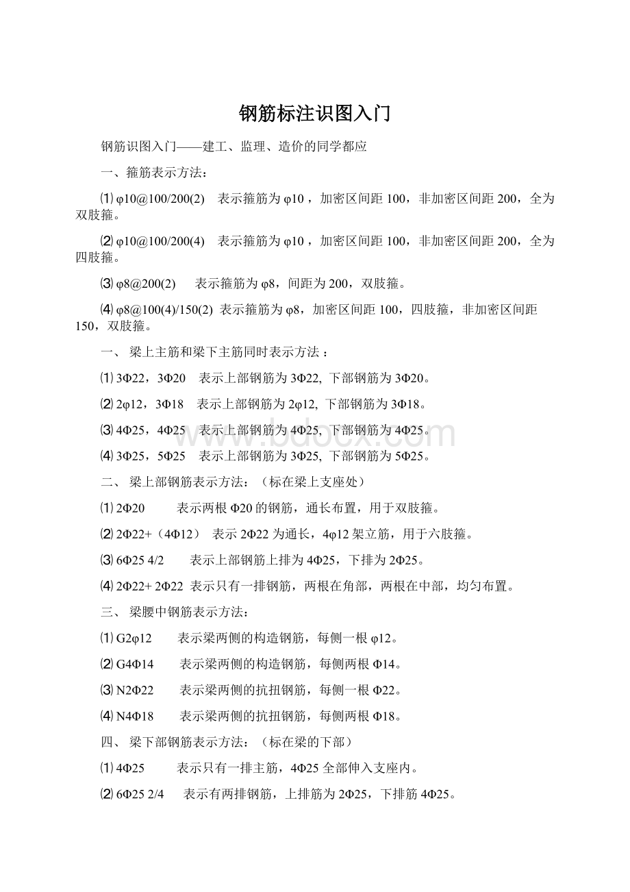 钢筋标注识图入门Word文档下载推荐.docx_第1页