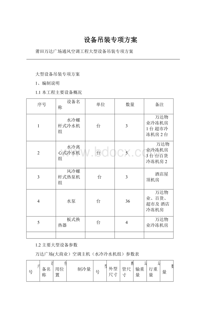 设备吊装专项方案文档格式.docx