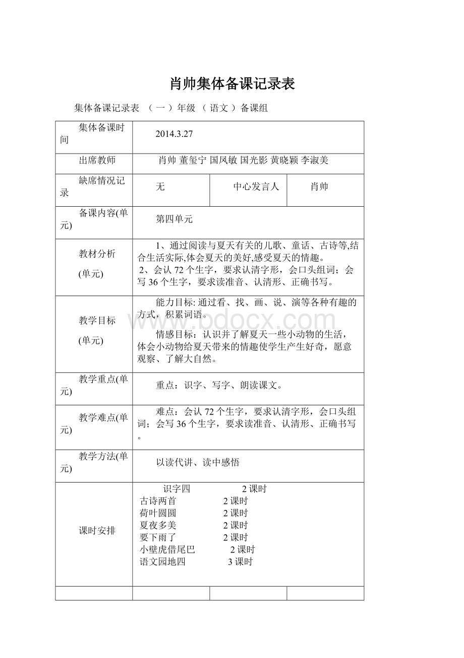 肖帅集体备课记录表.docx_第1页