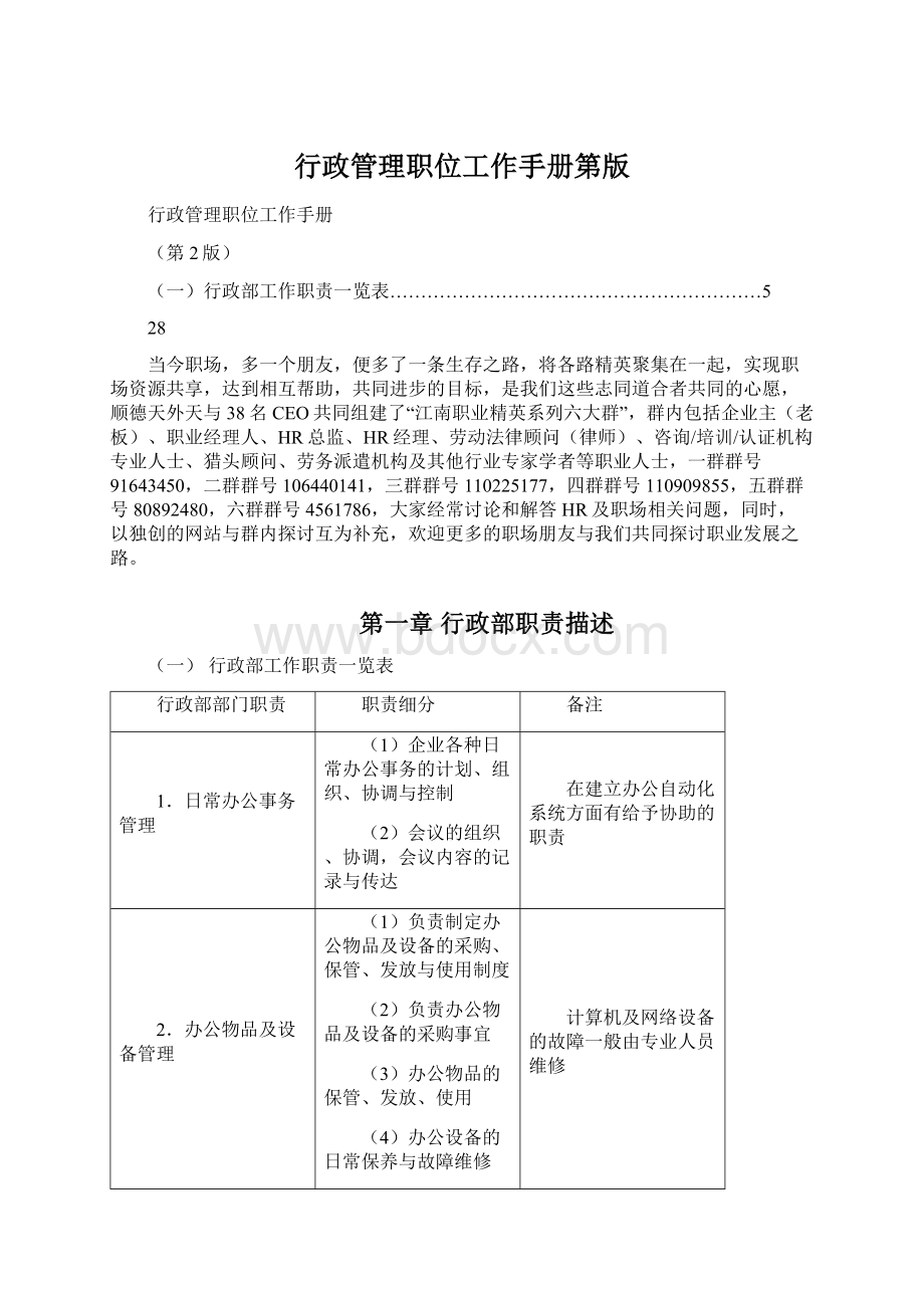 行政管理职位工作手册第版Word格式.docx_第1页