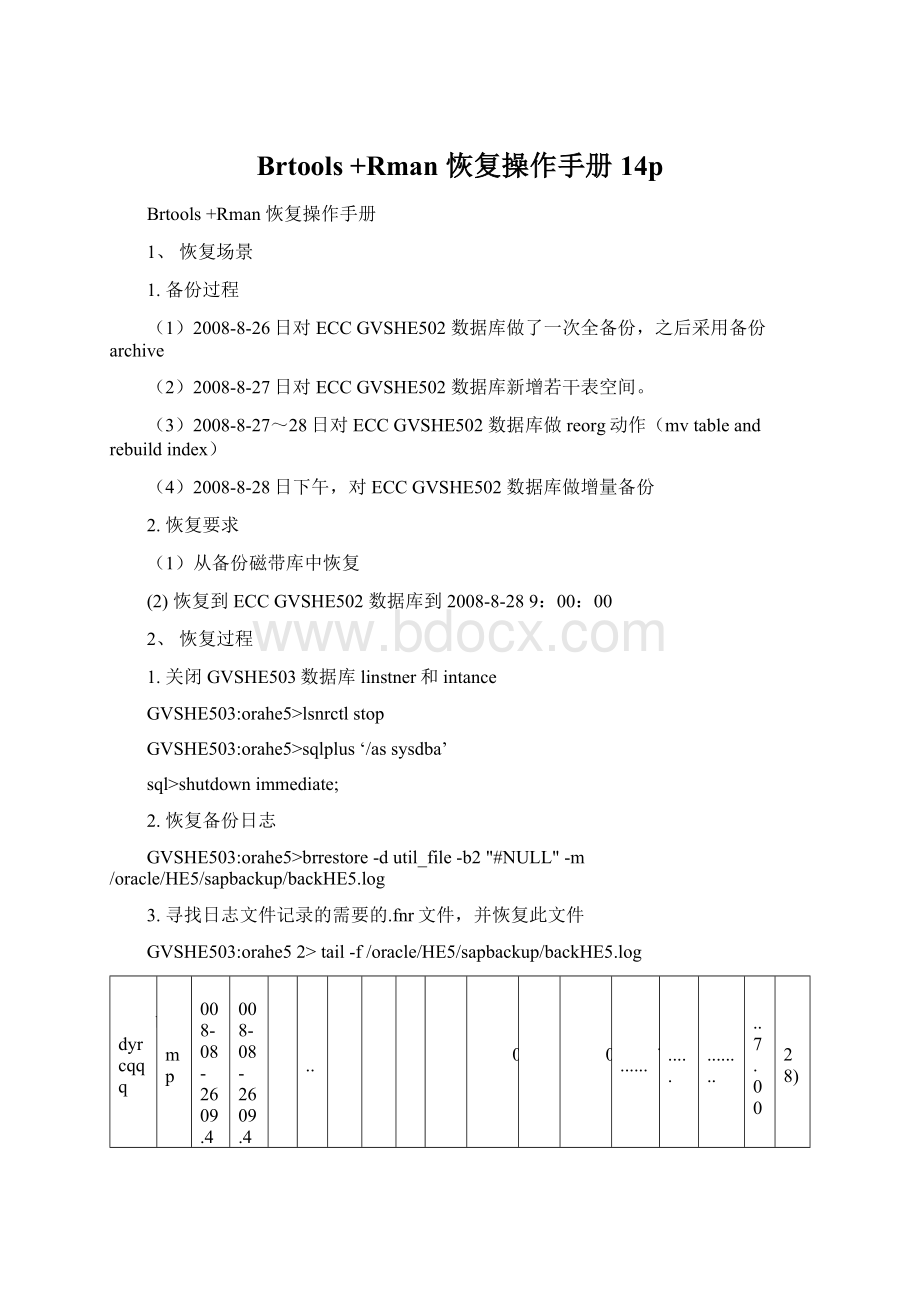 Brtools +Rman 恢复操作手册14p.docx_第1页