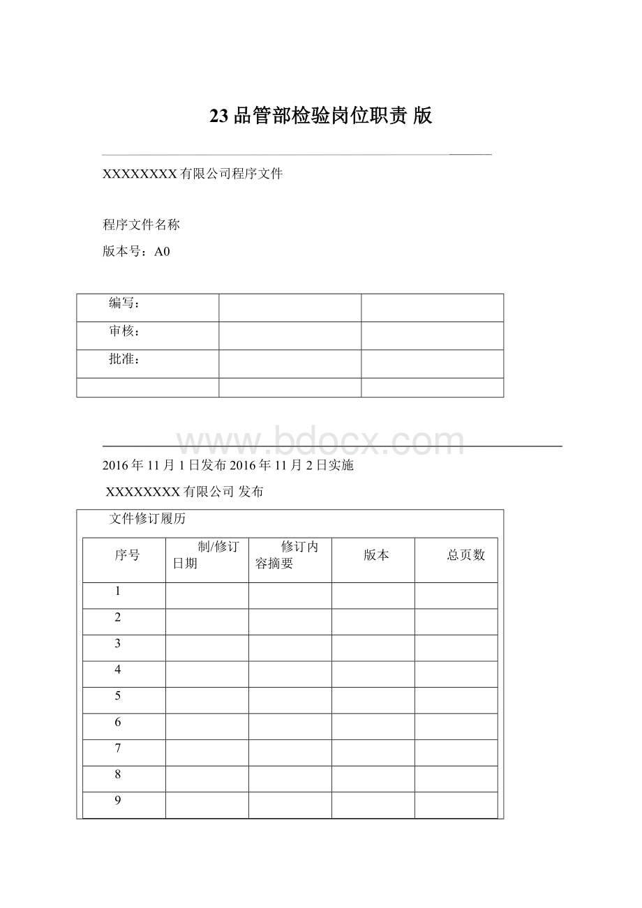 23品管部检验岗位职责版Word格式文档下载.docx