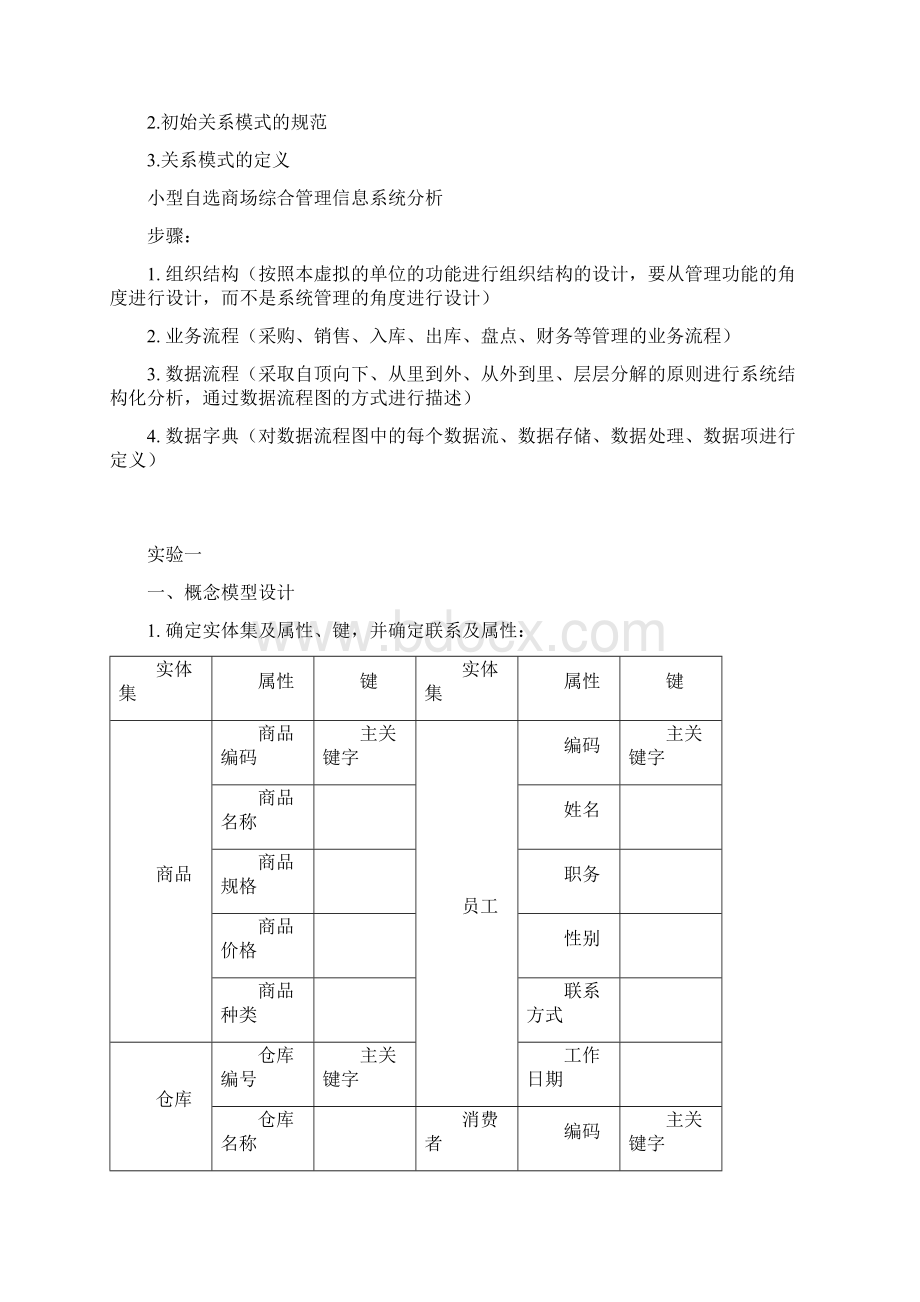 管理信息系统课程设计小型自选商场综合管理系统数据库设计.docx_第2页